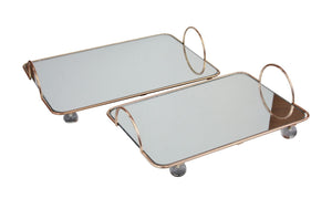 Luxe Decorative Rectangular Tray with Acrylic Feet - Set 2