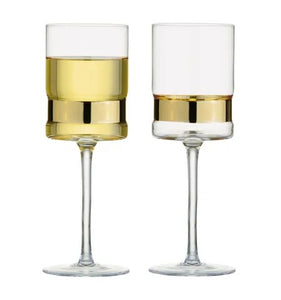 Soho Wine Glasses w Gold Band set of 2