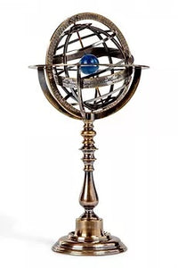 Bronze armillary sphere atop an upright stand