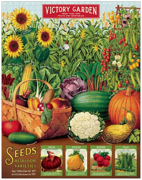 1000 piece jigsaw puzzle featuring fruits vegetables and plants.