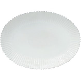 White oval platter with shaped edge