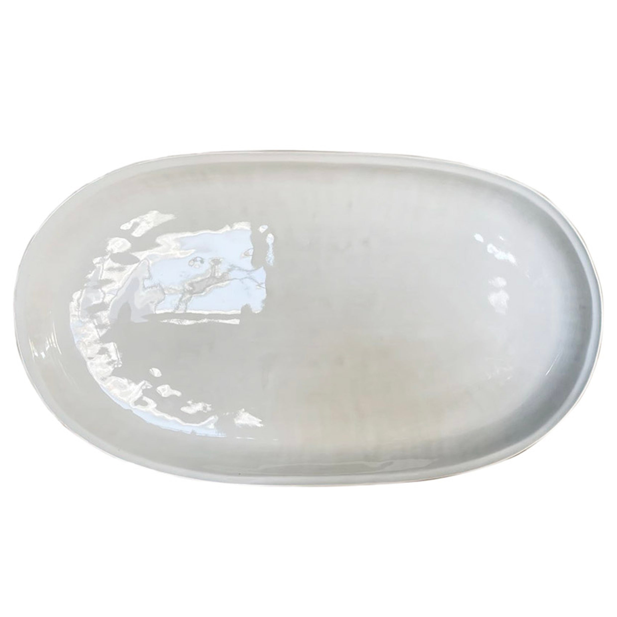 Oval shaped platter in white coloured stoneware