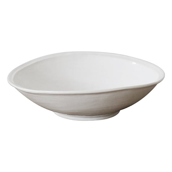White stoneware salad bowl