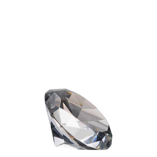 Glass paperweight in cut diamond shape.