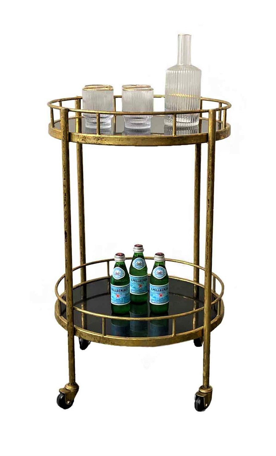 Drinks Trolley - Antique Brass Trolley Marble Top