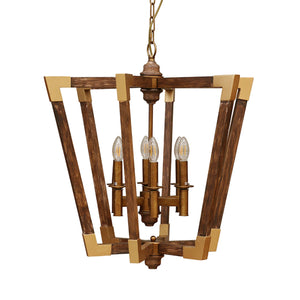 Amalfi Hanging Light in Wood with brass look details