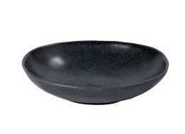 Black coloured round pasta bowl.