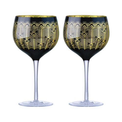 Midnight Peacock Gin Glasses