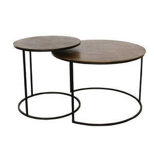 New York Round Nestled Tables in Antiqued Brass/Bronze finish with Black LegsGS