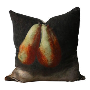 Raphael Vintaged Deux Poire Velvet & Linen Cushion