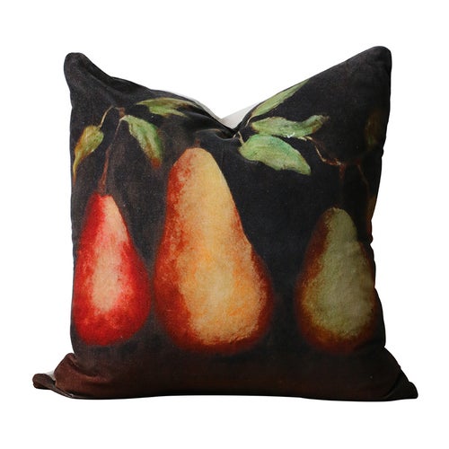 Raphael Vintaged Trois Poire Velvet & Linen Cushion