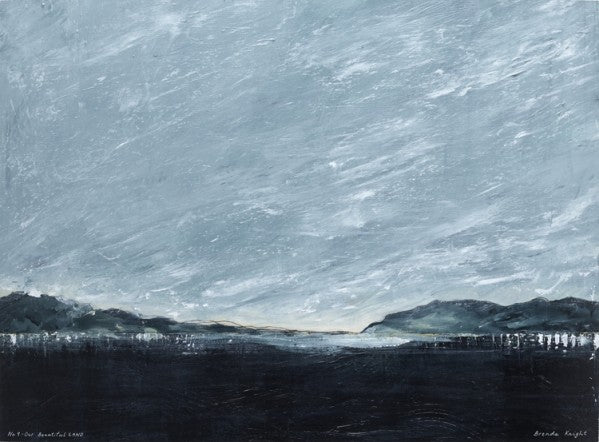 This beautiful canvas painting depicts a moody harbour & sky, by a New Zealand artist Brenda Knight